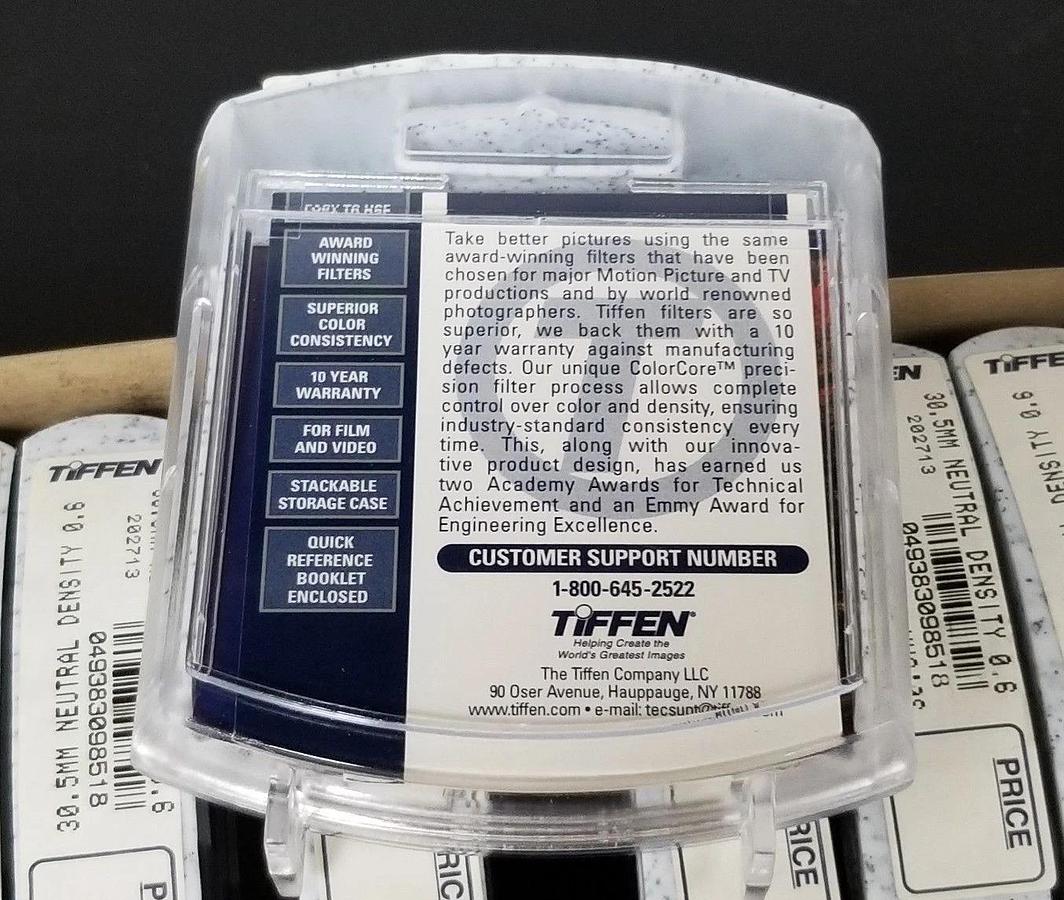 Used BOX OF 10 NEW TIFFEN 202713 30.5MM NEUTRAL DENSITY 0.6 FILTERS, 202913