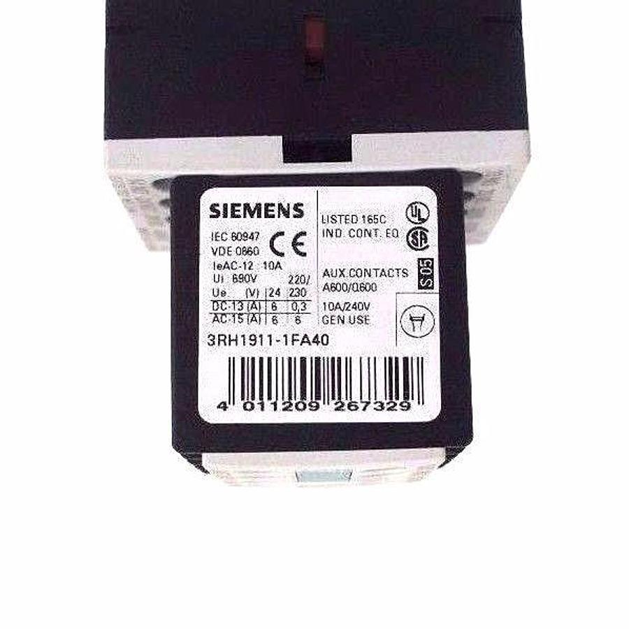Used SIEMENS 3RH1140-1BB40 CONTACTOR W/ 3RH1911-1FA40 AND W/ 3RT1916-1EH00
