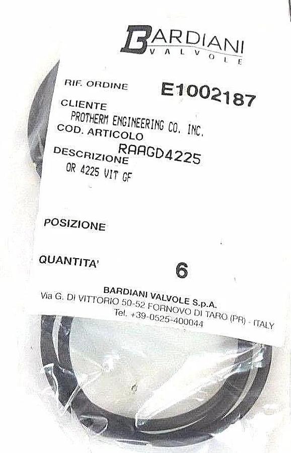 Used NEW BARDIANI VALVOLE E1002187 SEAL KIT RAAGD4225 OR 4225 VIT GF (QTY: 6)