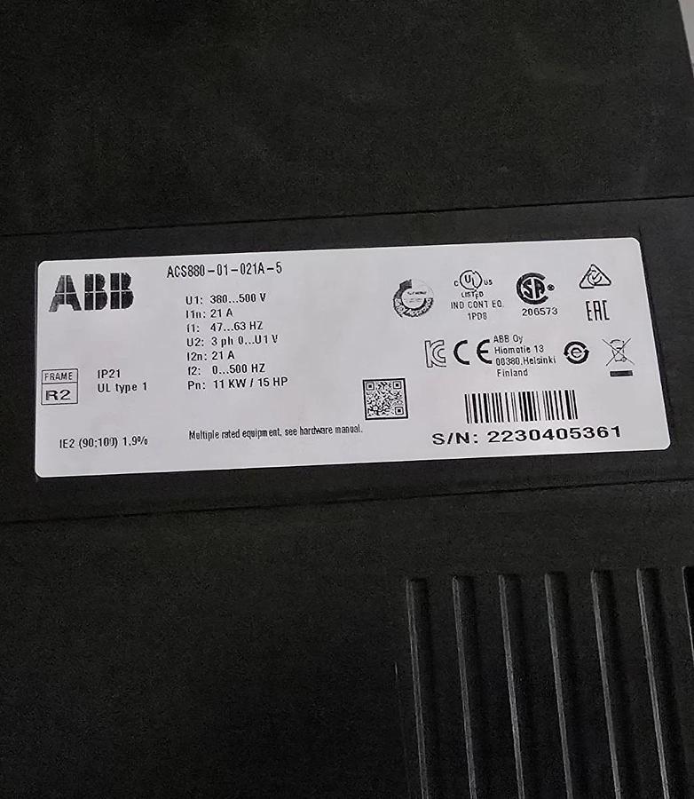 ABB ACS880-01-021A-5 AC Drive 11kW/15HP 21A 3-Ph 380-500V 3ABD00037810-D NSNP