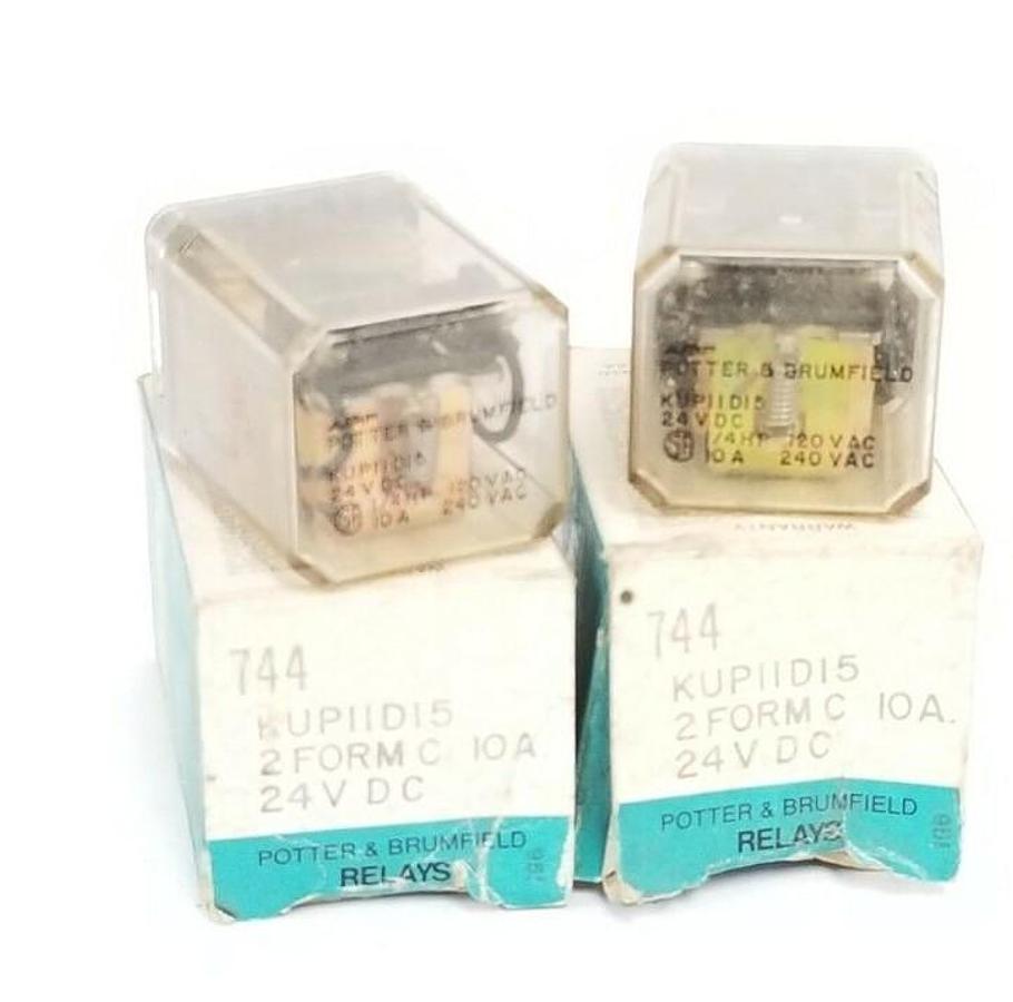 Used LOT OF 2 POTTER & BRUMFIELD KUP-11D15-24 RELAYS 24VDC, KUP11D1524 (IN BOX)