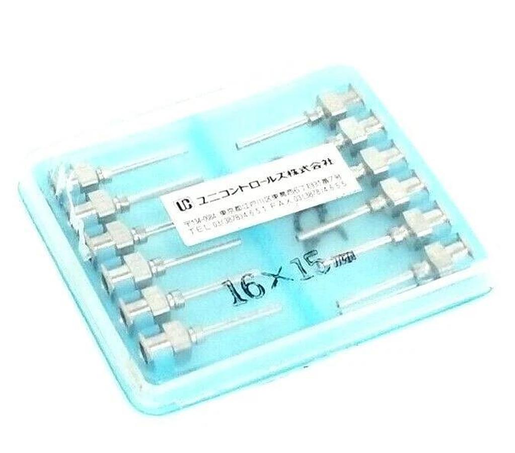 Used LOT OF 12 NEW GENERIC / UC 16x15MM DISPENSING NEEDLES 15MM TUBE LENGTH