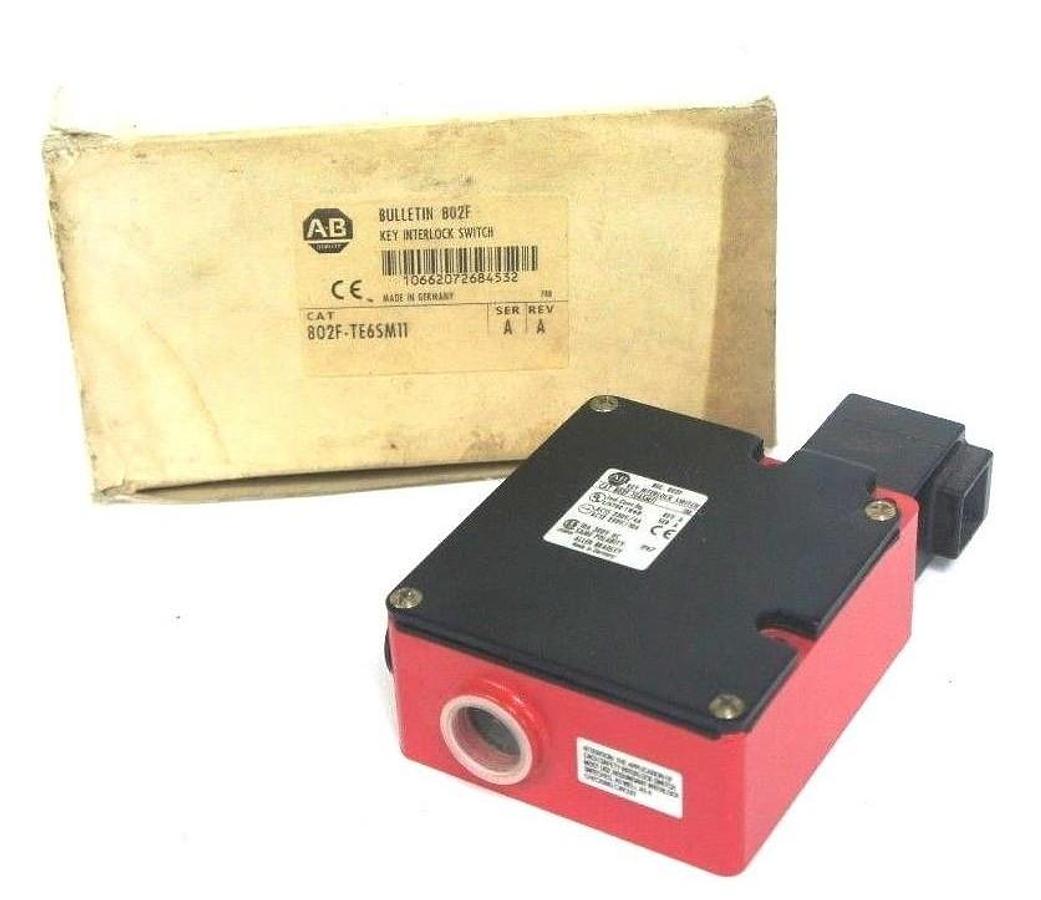 Used NEW ALLEN BRADLEY 802F-TE6SM11 SAFETY INTERLOCK SWITCH SER. A REV. A W/O KEY