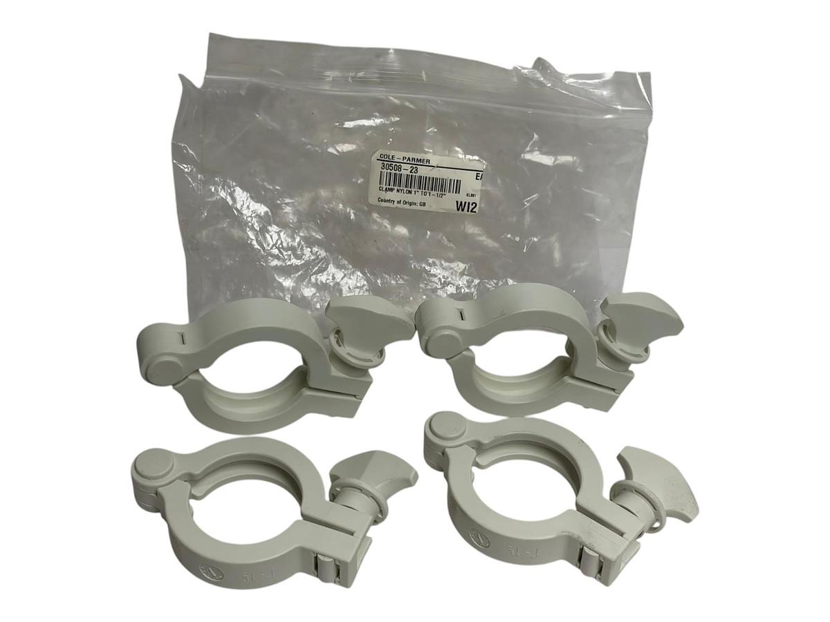 Cole-Parmer 30508-23 Nylon Sanitary Tri-Clamp 1" to 1-1/2" Lot of 4 New