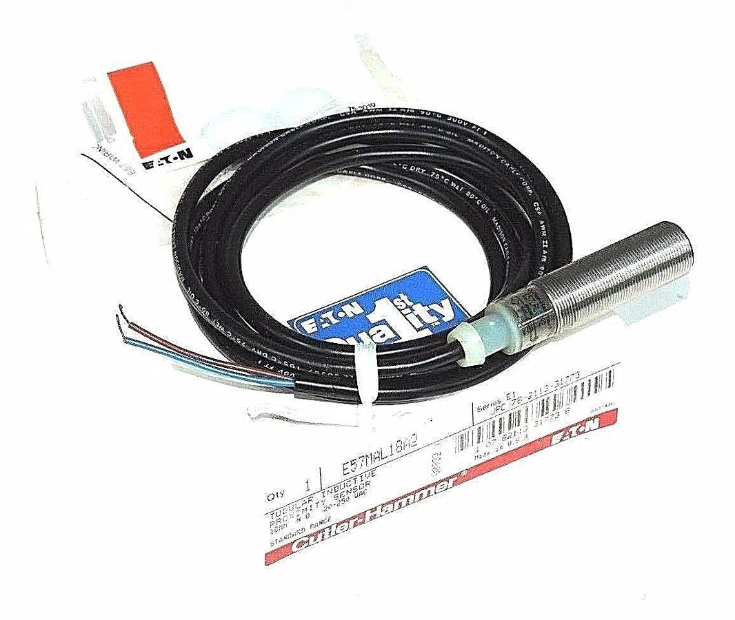 Used NIB EATON CUTLER HAMMER E57MAL18A2 TUBULAR INDUCTIVE PROXIMITY SENSOR SERIES E1