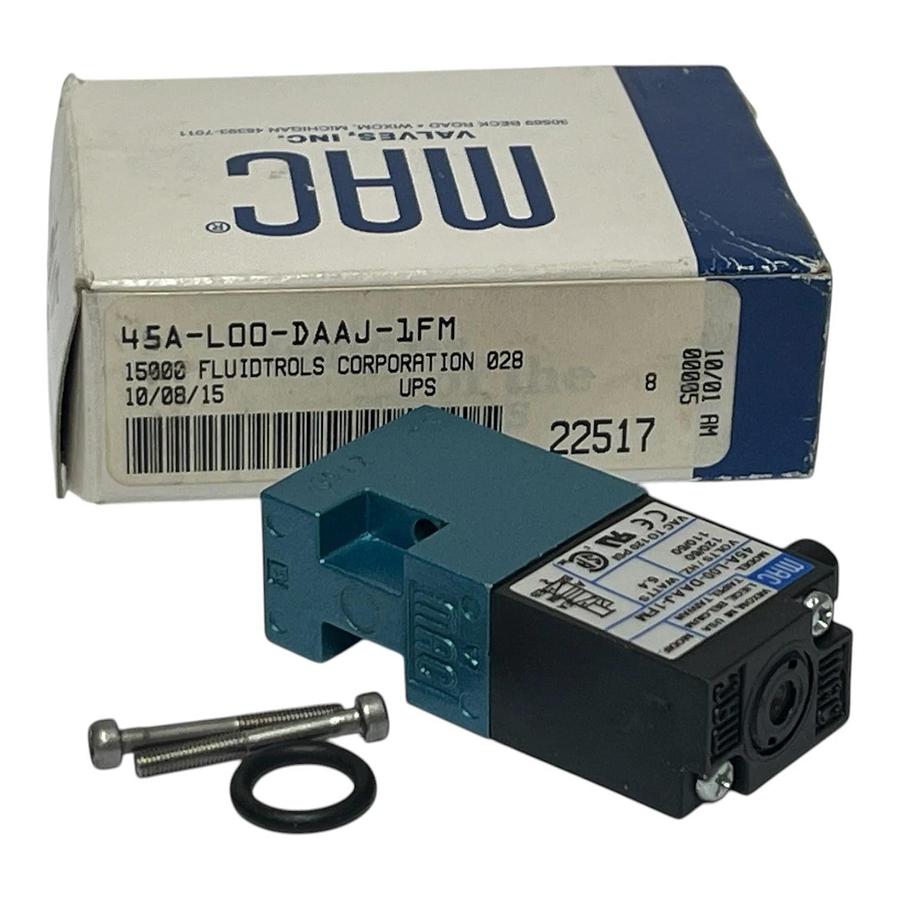 MAC Valves 45A-L00-DAAJ-1FM 3-Way Solenoid Valve 24VDC 5.4W NEW SURPLUS NIB