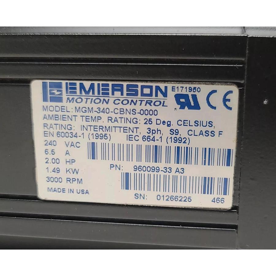NEW EMERSON CONTROL TECHNIQUES MGM-340-CBNS-0000 SERVO MOTOR 960099-33 REV. A3