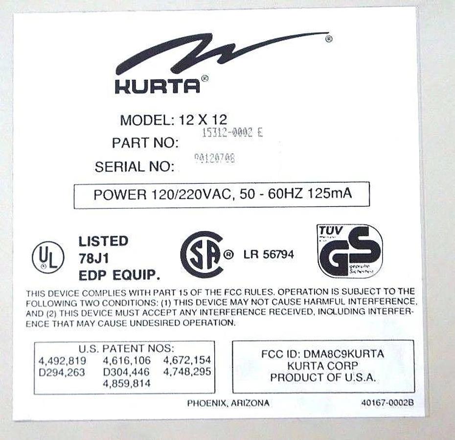 Used KURTA 15312-0002 E IS/ONE INPUT SYSTEM GRAPHICS TABLET MODEL: 12 X 12