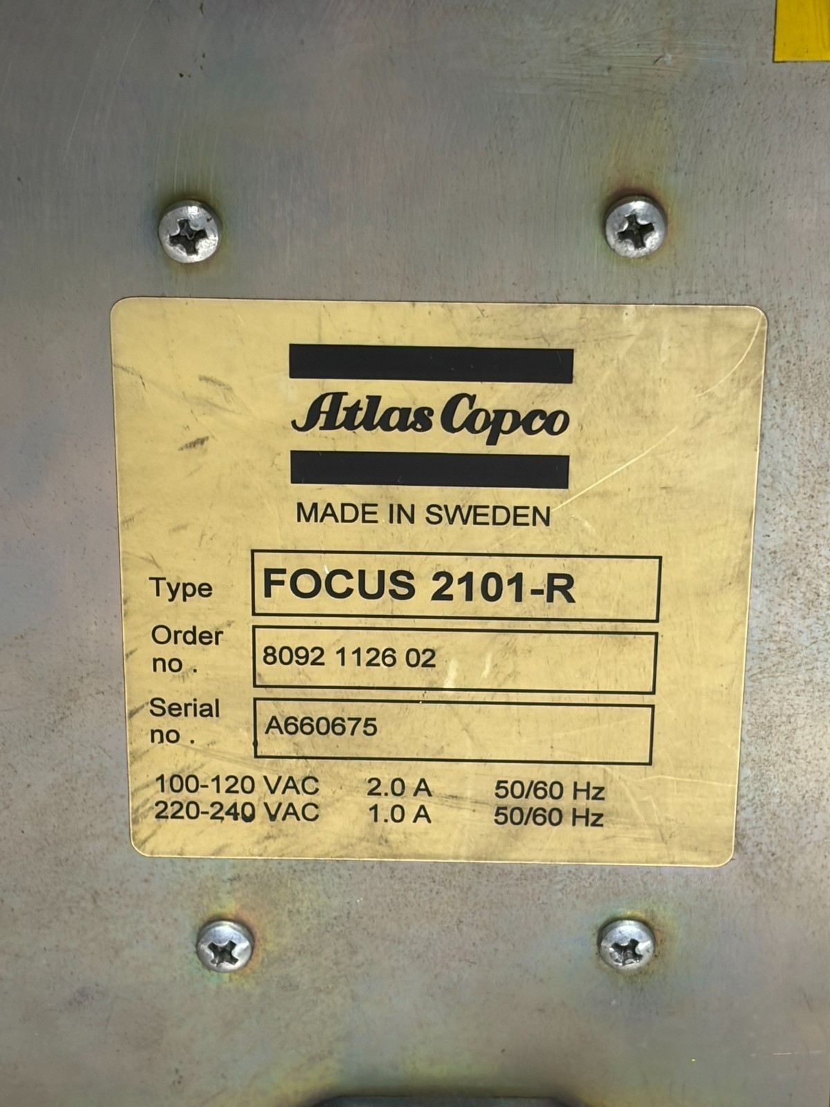Used Atlas Copco FOCUS 2101-R Torque Controller 8092 1126 02 As Is Parts