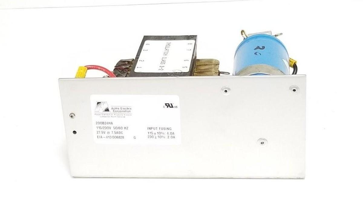 Used ACME ELECTRIC 200B24HA POWER SUPPLY 115/230V, 50/60HZ, 27.5V @ 7.5ADC