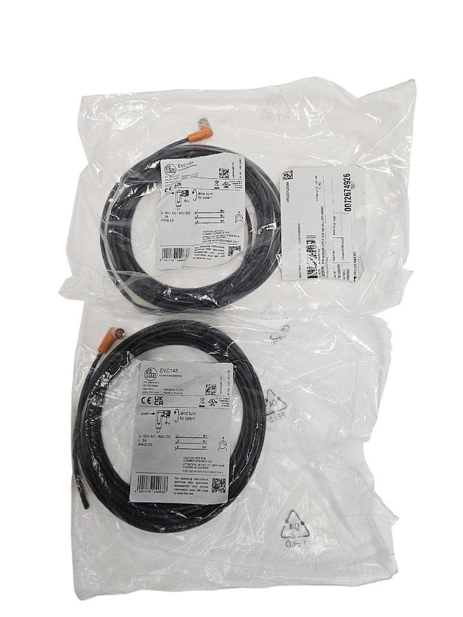 LOT OF 2 NEW IFM ADOAF030MSS0005H03 FEMALE CORDSETS 5 M PUR-CABLE EVC145