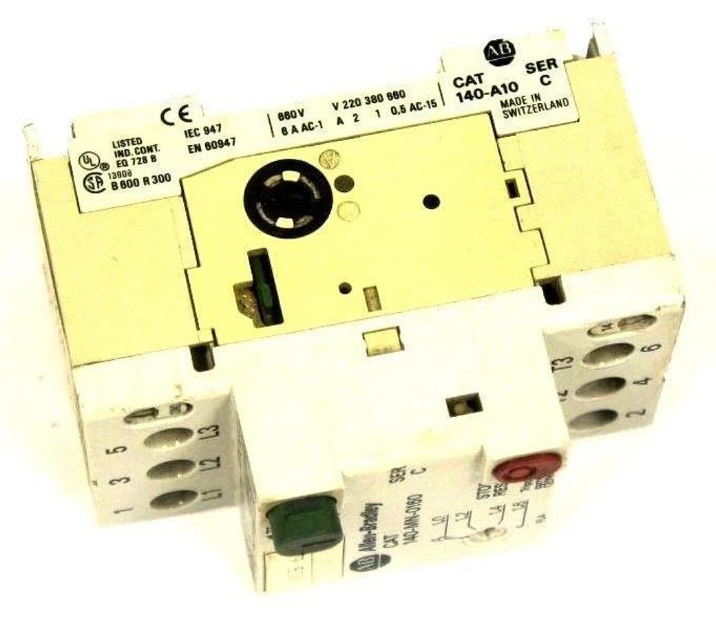 Used ALLEN BRADLEY 140-MN-0160 STARTER MANUAL MOTOR, SER C, W/ 140-A10, 140MN0160