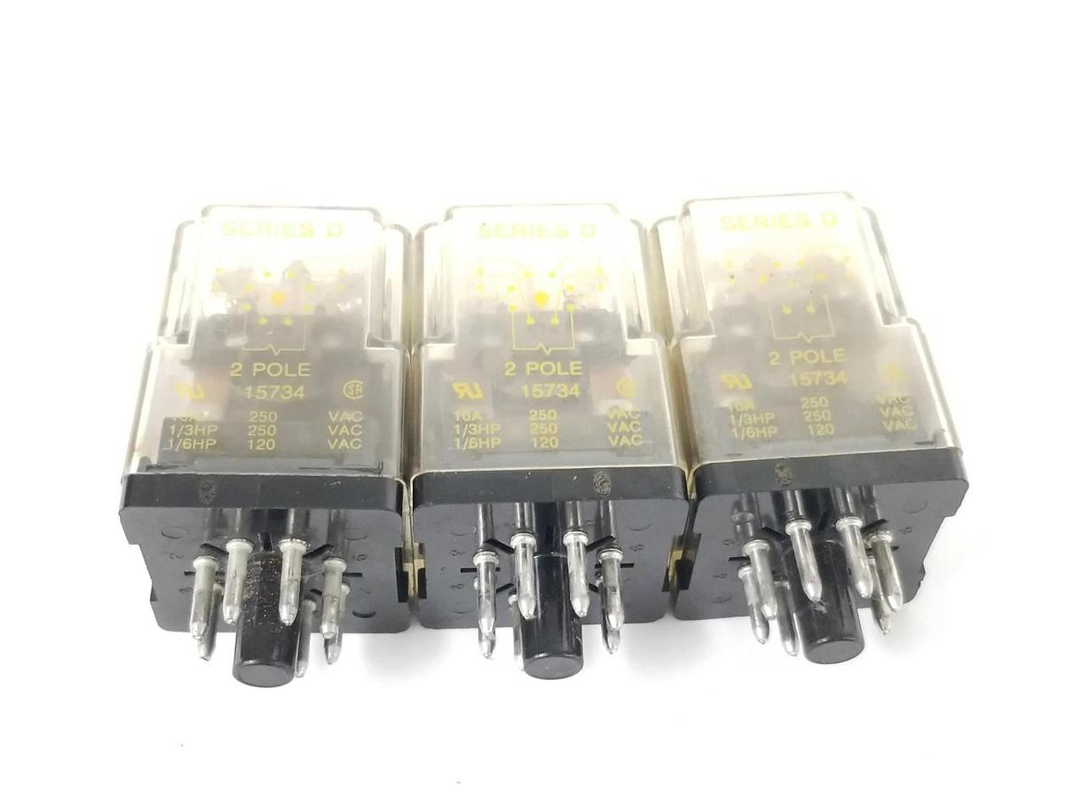 Used LOT OF 3 SQUARE D 8501-KPD12V53 GENERAL PURPOSE RELAY 8501KPD12V53, SER. D, 24V