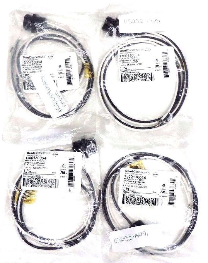 Used LOT OF 4 NEW WOODHEAD 1300130064 CONNECTORS 2P FEMALE STRAIGHT 3' LEADS