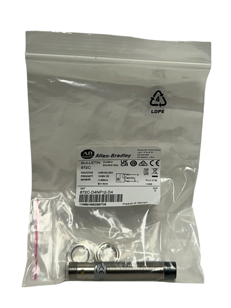 Used ALLEN BRADLEY 872C-D4NP12-D4 /E INDUCTIVE PROXIMITY SENSOR 10-30VDC 200mA NSMP