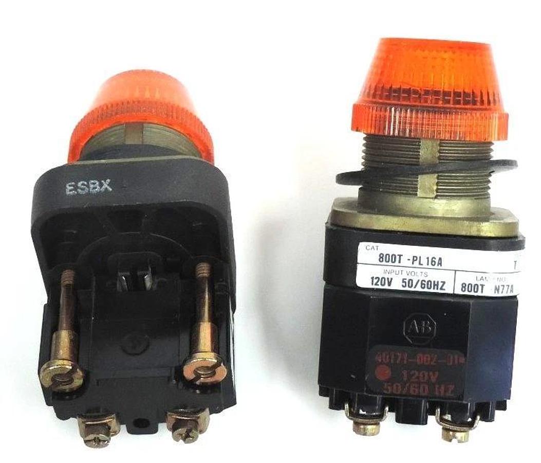 Used LOT OF 2 ALLEN BRADLEY 800T-PL16A PILOT LIGHTS 800TPL16A SER. T W/ 40171-002-01