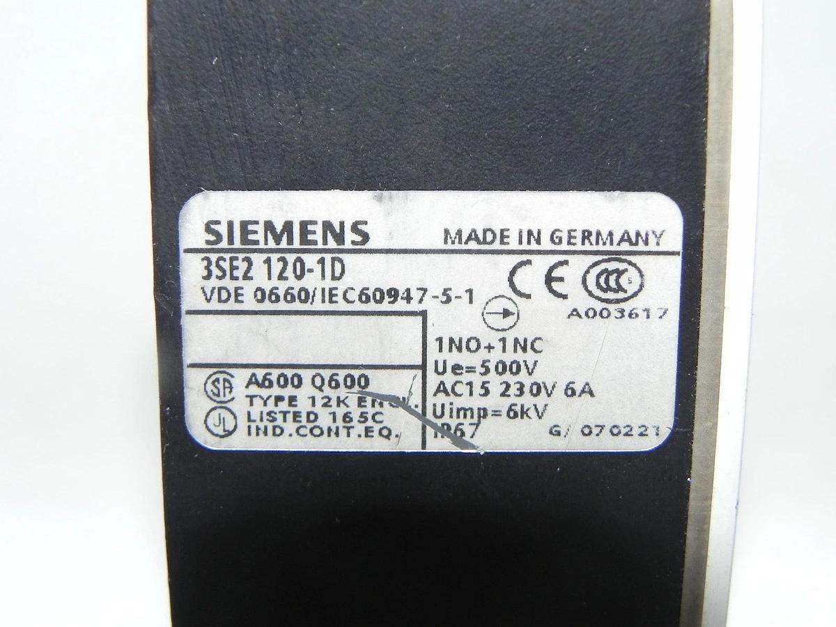 Used SIEMENS 3SE2 120-1D LIMIT SWITCH ROLLER PLUNGER 1NO+1NC,SNAP-ACT