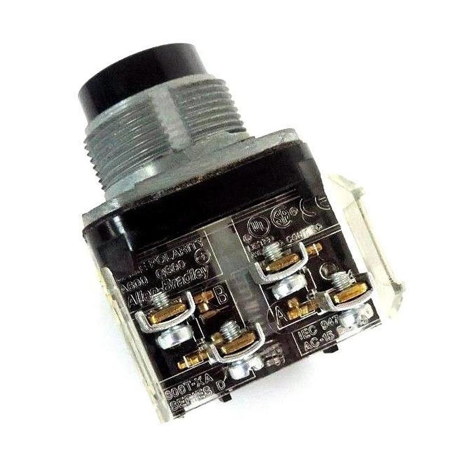 Used ALLEN BRADLEY 800T-B SER. T BLACK EXTENDED HEAD PUSH BUTTON 800TB