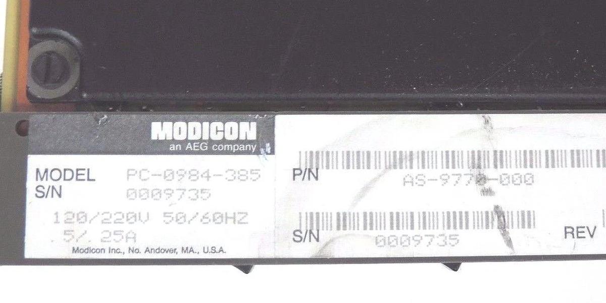 Used MODICON PC-0984-385 CONTROLLER 120/220V, 50/60HZ, .5/.25A, AS-97770-000