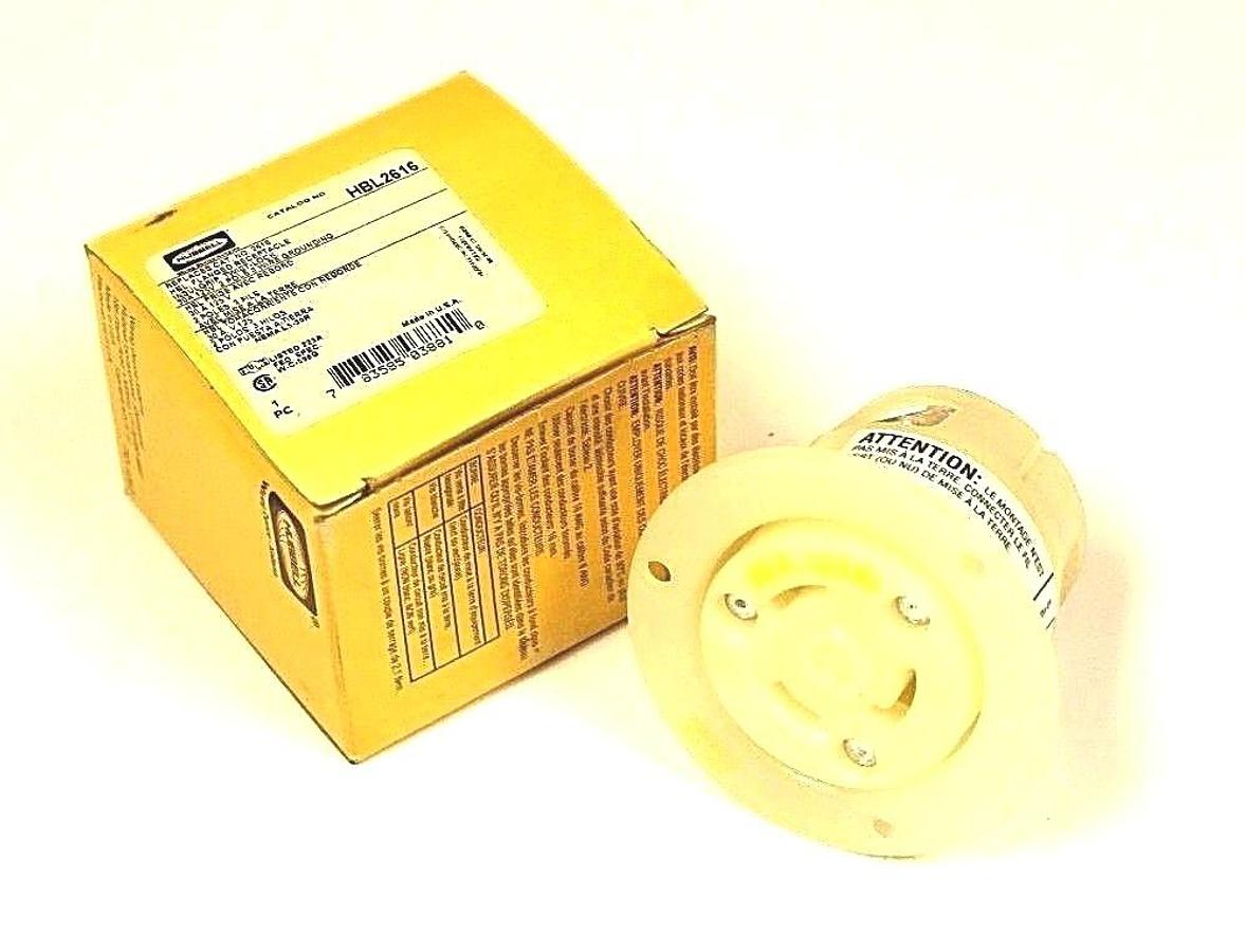 Used NIB HUBBELL HBL2616 FLANGED RECEPTACLE 30A 125V 2 POLE 3 WIRE CAT. NO. 2616
