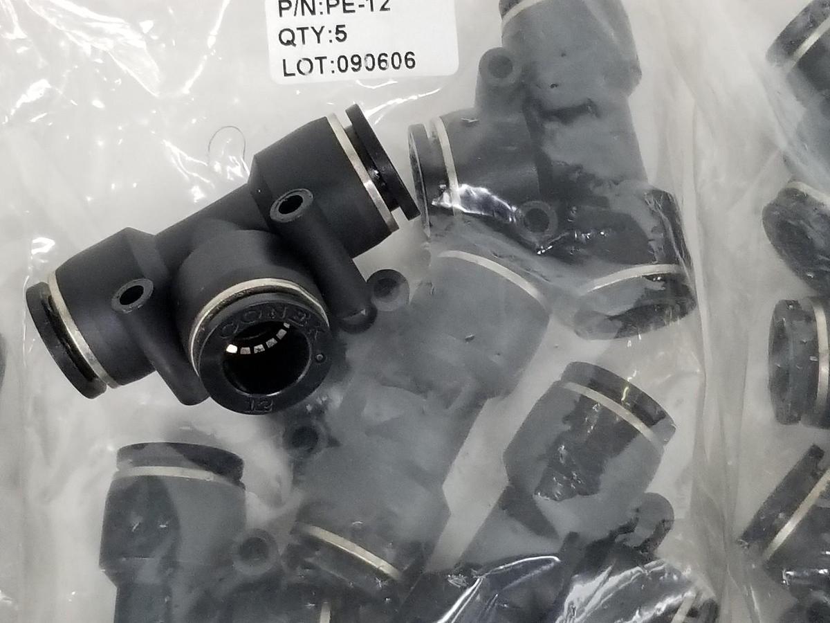Used LOT OF 14 NEW PISCO PNEUMATICS PE-12 FITTINGS, TEE, 12MM, PE12