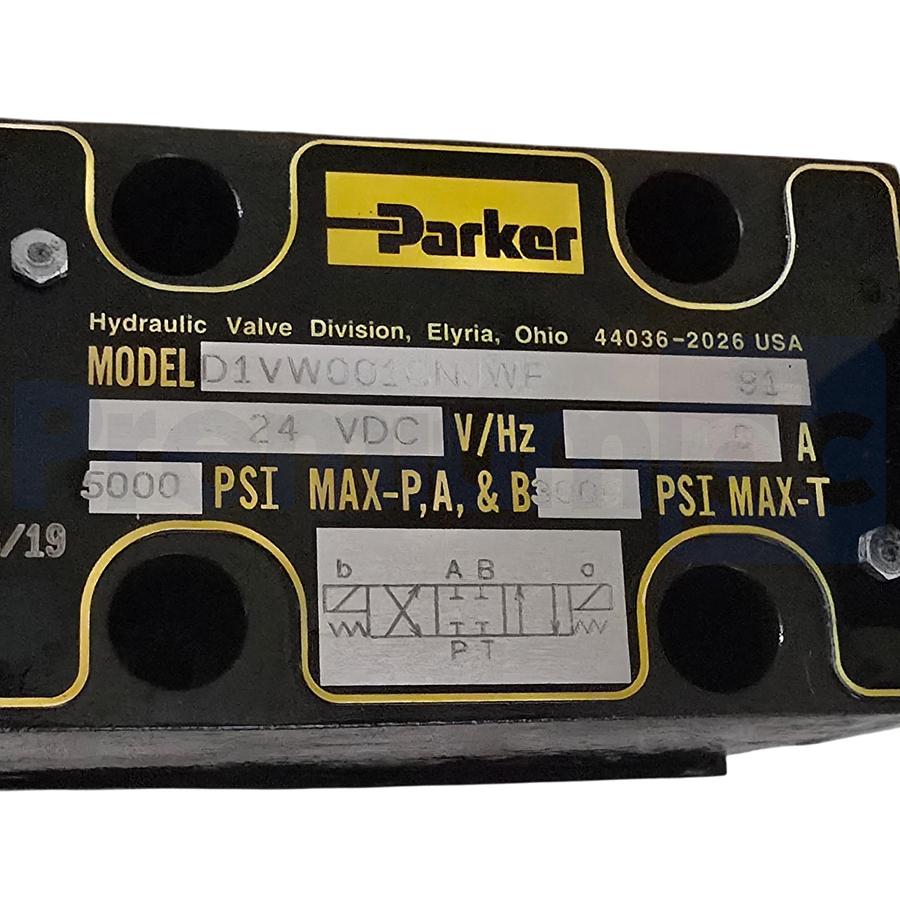 Used Parker D1VW001CNJWF Hydraulic Directional Control Valve 24VDC 5000PSI D03 NEW