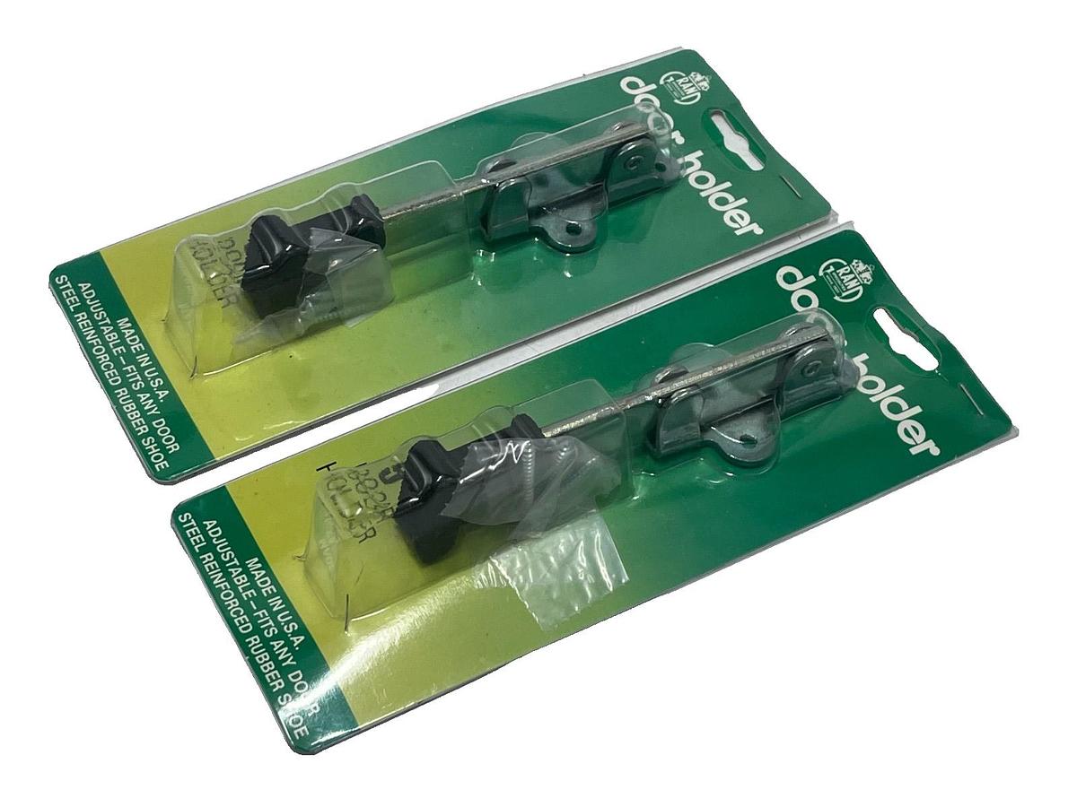 Used (2) GRAND SPECIALTIES 5" DOOR HOLDERS ADUJUSTABLE STEEL/RUBBER SHOE 605-Z