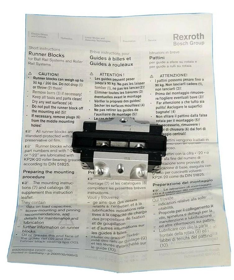 NIB REXROTH BOSCH R163111424 BALL RUNNER BLOCK 1631-114-20