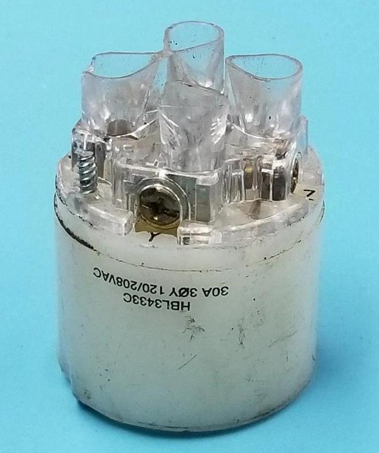 Used HUBBELL HBL3433C CONNECTOR 30A, 120/208VAC (INCOMPLETE)