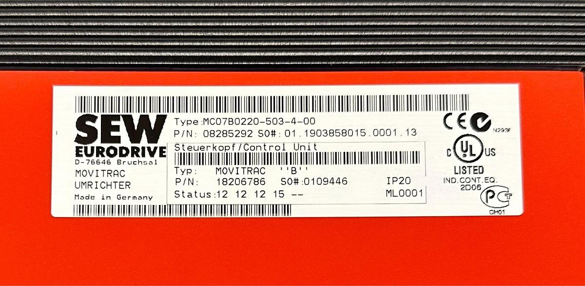 Used SEW MDX60A0220-503-4-00 / MC07B0220-503-4-00 MOVITRAC DRIVE / BASE 3PH 30HP USNP