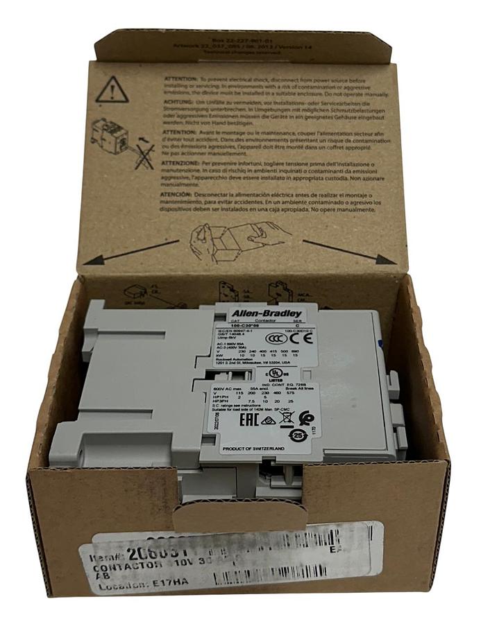 Used ALLEN BRADLEY 100-C30D10 /C BULLETIN 100 CONTACTOR 3-POLE 110/120V 50/60Hz NSMP