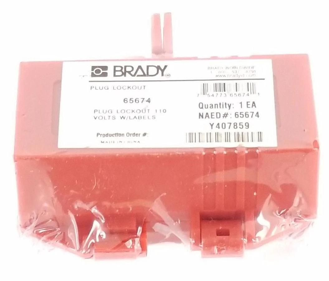 Used NEW BRADY 65674 PLUG LOCKOUT 110V W/LABELS