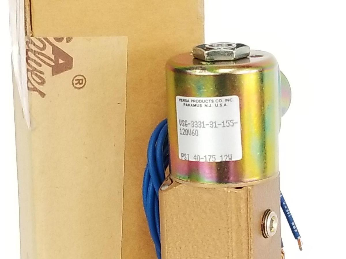 NIB VERSA VALVES VSG-3331-31-155-120V60 THREE-WAY VALVE 043432