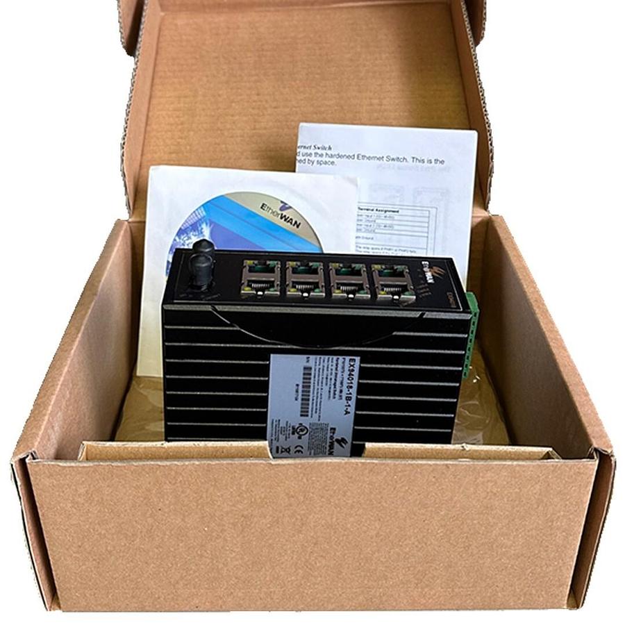 Used NEW EtherWAN EX94018-1B-1-A / EX940181B1A HARDENED UNMANAGED SWITCH 9-PORT