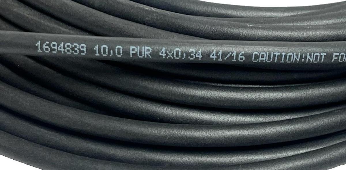 Used Phoenix Contact 1694839 M12 Female Straight Sensor Cable 10m 4-Pin 2-LED PUR NEW