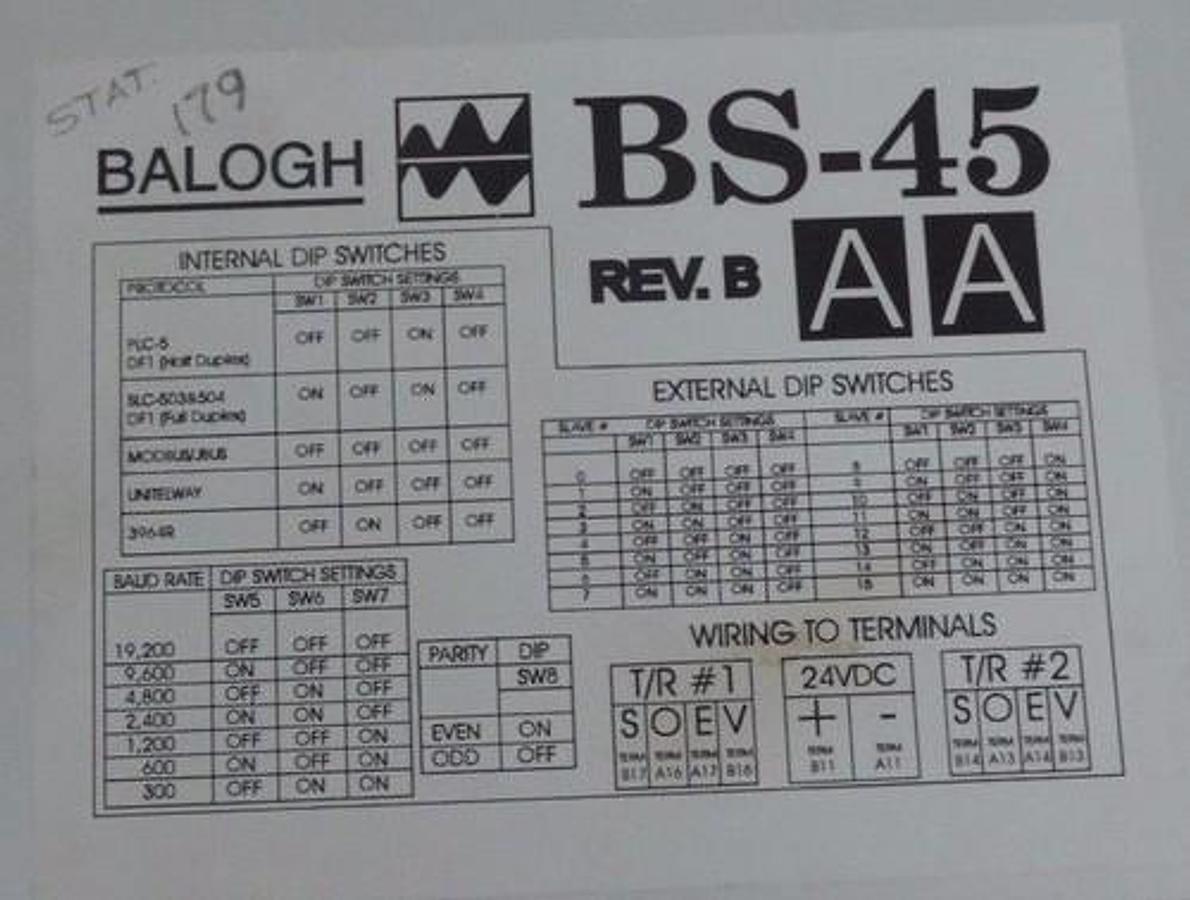 Used USED BALOGH BS-45-AA REV. B SERIAL CONTROL MODULE BS45AA BS-45AA