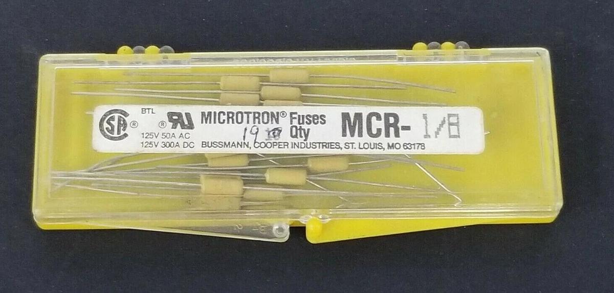 LOT OF 19 NEW COOPER BUSSMANN MCR-1/8 FUSES 1/8AMP PICO