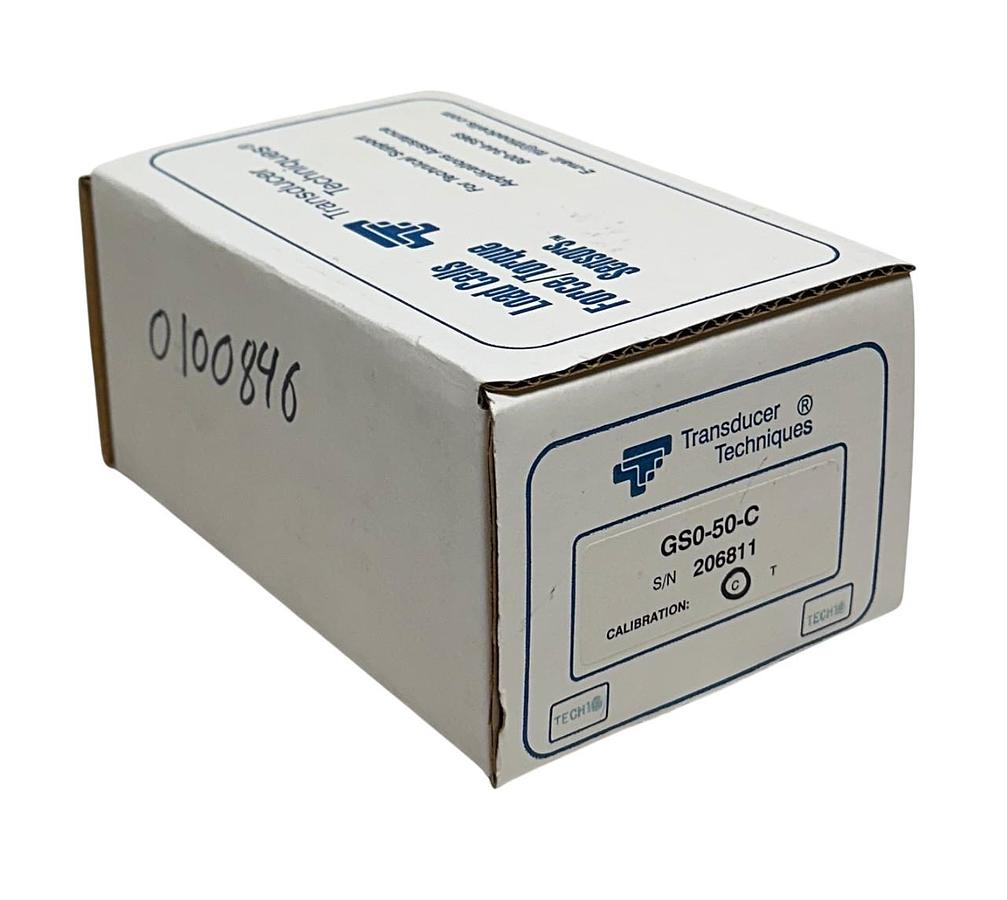Used TRANSDUCER TECHNIQUES GSO-50-C / GSO50C STRAIN GAUGE COMPRESSION LOAD CELL NSFS