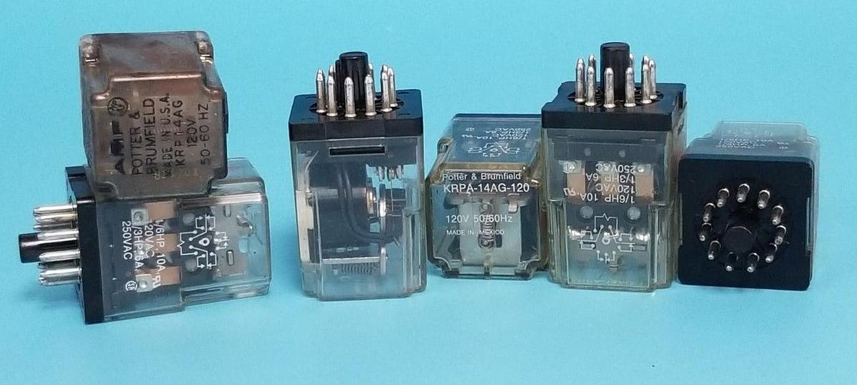 Used LOT OF 6 POTTER & BRUMFIELD KRPA-14AG-120 RELAYS KRPA14AG, 120V, 50/60HZ