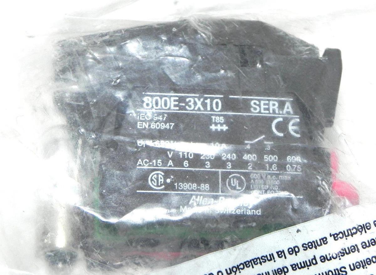Used NEW ALLEN BRADLEY 800E-3DLT5X11 FULL VOLTAGE MODULE SER. B, 800E3DLT5X11