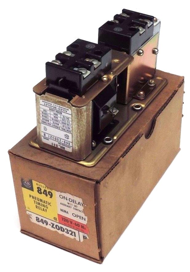 Used NIB ALLEN BRADLEY 849-ZOD321 PNEUMATIC TIMING RELAY SER B, 120V, 60HZ, 849ZOD321