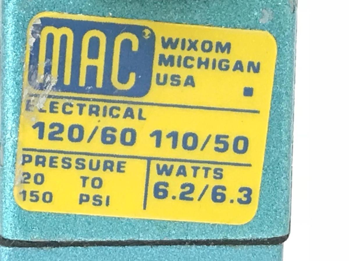 Used MAC VALVES 821-111B-16 SOLENOID VALVE ASSEMBLY 821111B16