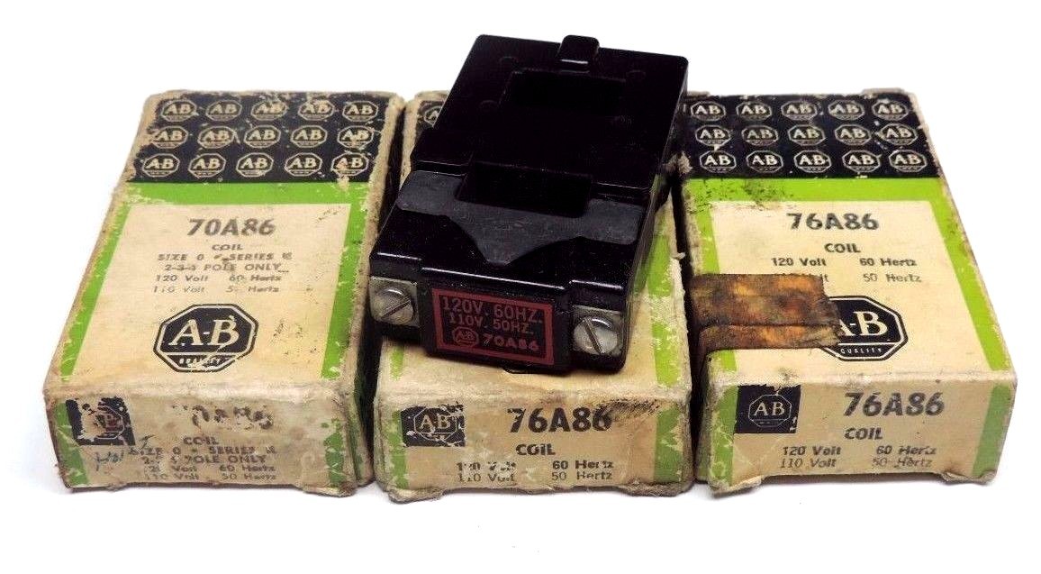Used LOT OF 3 NIB ALLEN BRADLEY 76A86 COILS 120VOLT