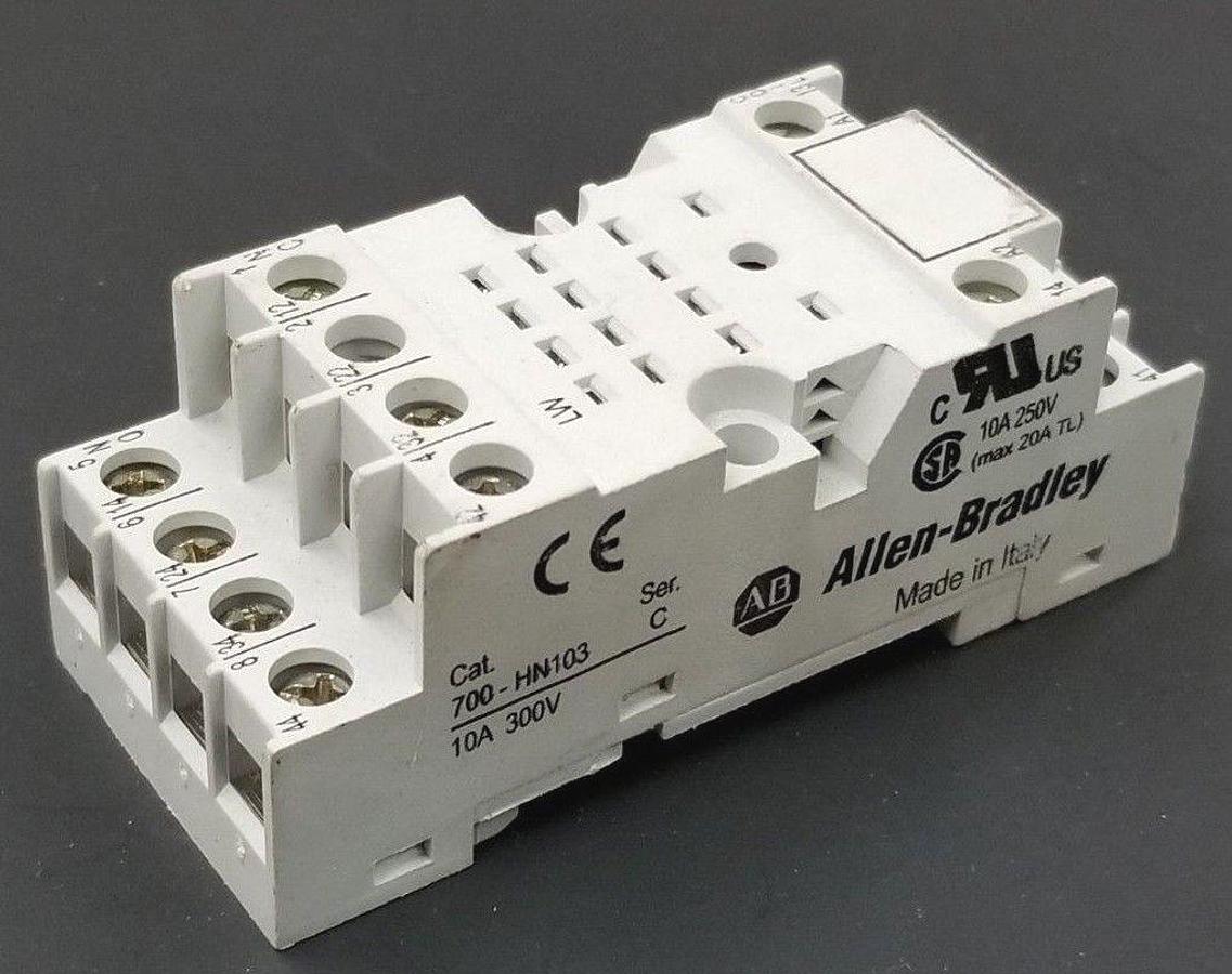 Used ALLEN BRADLEY 700-HN103 RELAY BASE SER. C, 10A, 300V, 700HN103