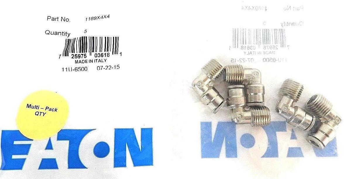 Used LOT OF 25 NEW EATON 1169X4X4 MALE ELBOW PUSH CONNECT ADAPTERS