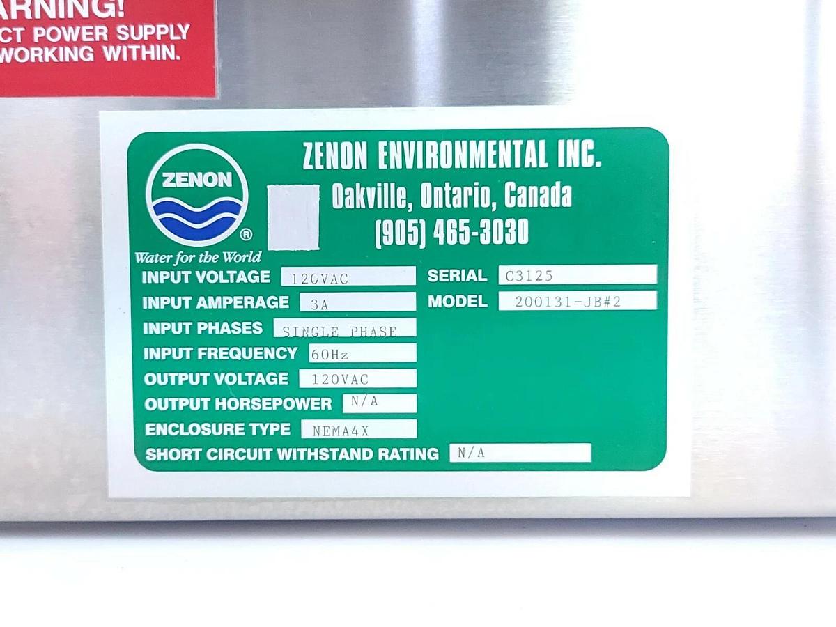 Used NEW ZENON ENVIRONMENTAL 200131-JB#2 ENCLOSURE TYPE NEMA4X 120VAC 3A
