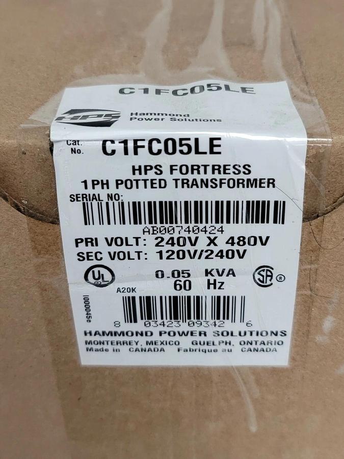 NIB HPS HAMMOND C1FC05LE 1PH POTTED TRANSFORMER 0.05KVA 60HZ