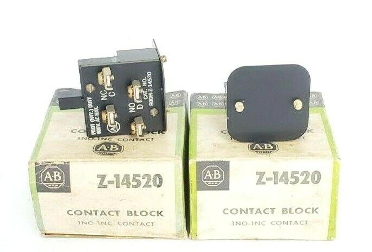 Used LOT OF 2 NIB ALLEN BRADLEY Z-14520 CONTACT BLOCKS 600VAC 800H-Z-14520 Z14520