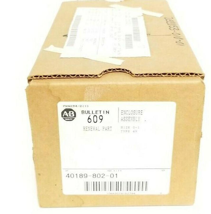 Used NIB ALLEN BRADLEY 40189-802-01 ENCLOSURE ASSEMBLY 4018980201, SIZE 0-1, TYPE 4K