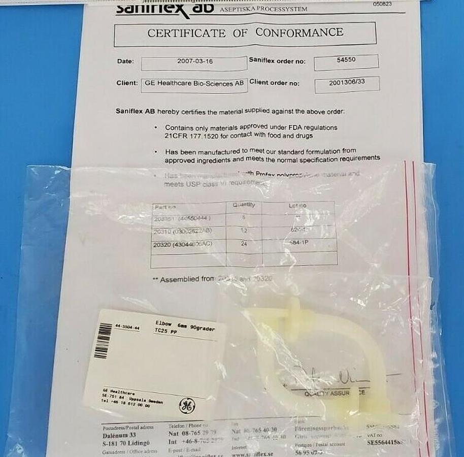 Used LOT OF 2 NEW GE HEALTHCARE 44-5504-44 ELBOWS 6MM 90DEG. TC25 PP